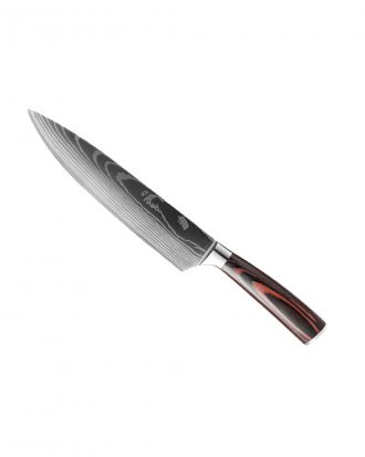 FACA EM AÇO PADRÃO DAMASCO GRAVADO A LASER